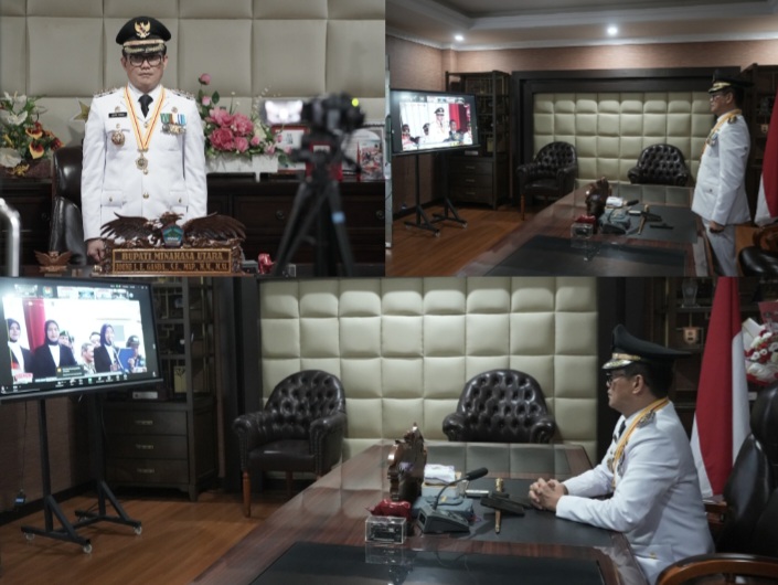 Bupati Minut Ikuti Peringatan Hut ke-29 Otonomi Daerah Secara Virtual