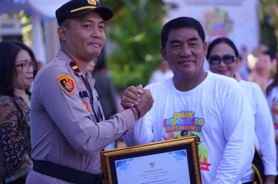 Kapolsek Tareran Ipda Andros Hinur Terima Penghargaan dari Gubernur Sulut Kategori APH Berperspektif Korban dan Anak